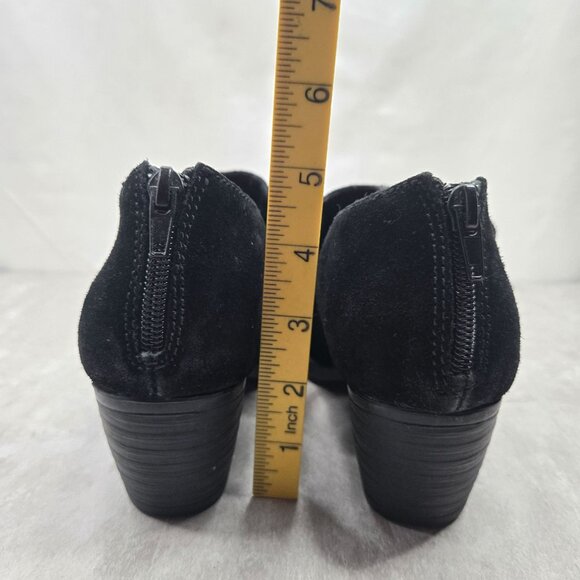Born Ankle Boots 7.5 Black Leather Block Heel Western Rugged Comfort Shoe Bootie - Picture 5 of 11